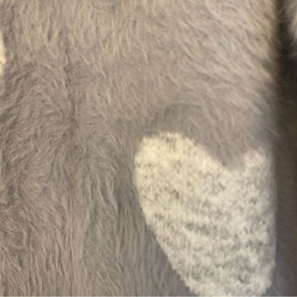 HEM & THREAD #6480 Gray hearts crew neck super soft stretchy oversized sweater-S - Picture 4 of 9